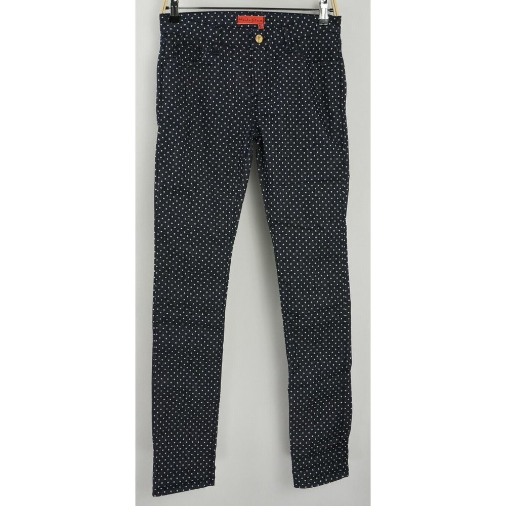 New Manila Grace Womens Sizes 26 / 27 X 32" Dark Blue Polka Dot 5 Pocket Pants